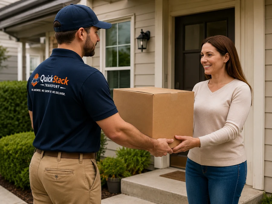 QuickStack worker making a residential delivery
